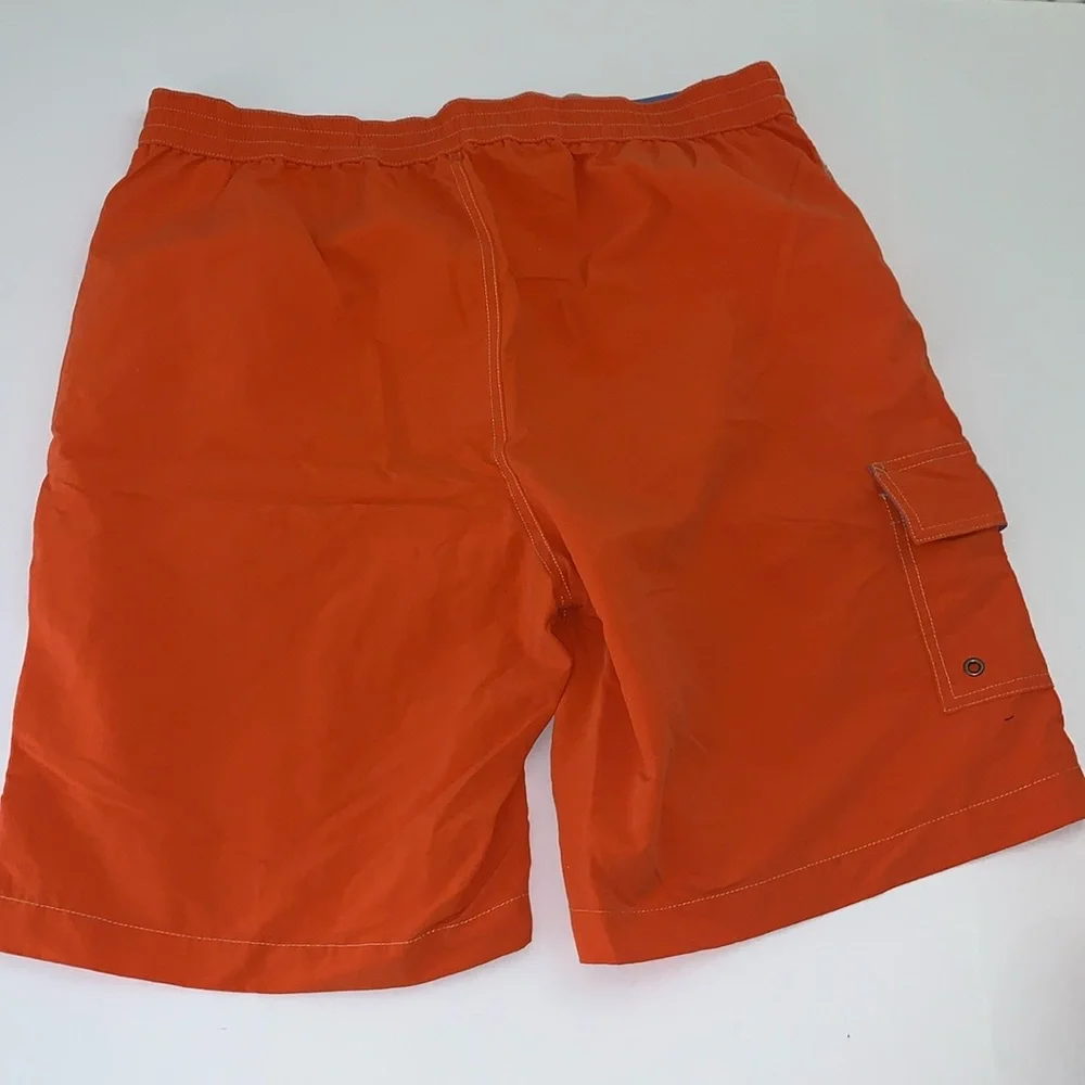 Vintage Polo Ralph Lauren Orange Swim Board Shorts Blue Pony Logo M NWOT
